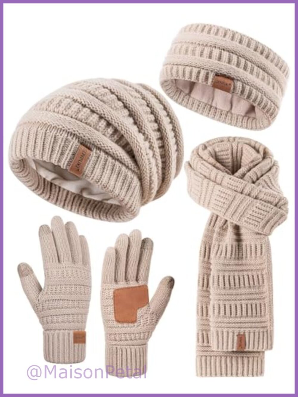 SENPUKI Womens Winter Beanie Hat Scarf Gloves Headband Set Slouchy Fleece Lined